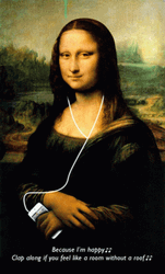 Mona Lisa Painting Listening To Music