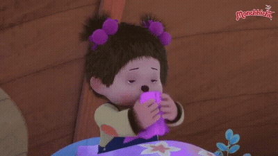 Monchhichi Doll Holding Pink Object GIF