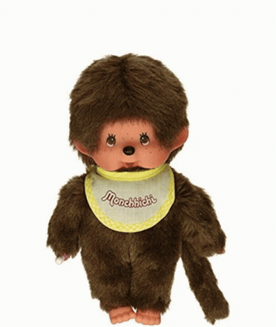 Monchhichi Stuffed Animal With Bib GIF