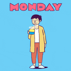 Monday Coffee Animated Man Yawning GIF