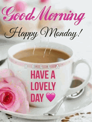 Monday Morning Happy Greeting Coffee Rose GIF