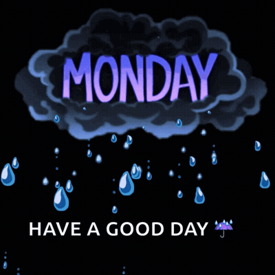 Monday Word On Cloud With Rain GIF