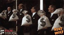 Money Bags Fall Down Funny Wolf Face Sticker GIF