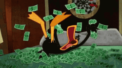 Money Falling Daffy Duck Thrilled GIF