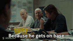Moneyball Brad Pitt Because He Gets On Base GIF