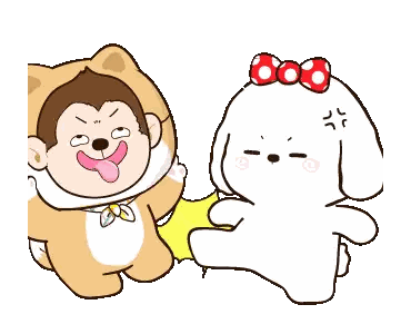 Monkey And Dog With Red Bows Sticker