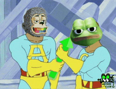 Monkey And Frog With Anchor Club Logo GIF
