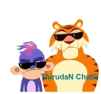 Monkey And Tiger Wearing Sunglasses Thirudan Chat Sticker