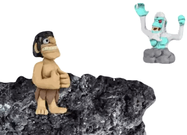 Monkey And Yeti Statues On Rock Sticker