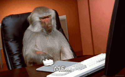 Monkey At Computer Says Me GIF