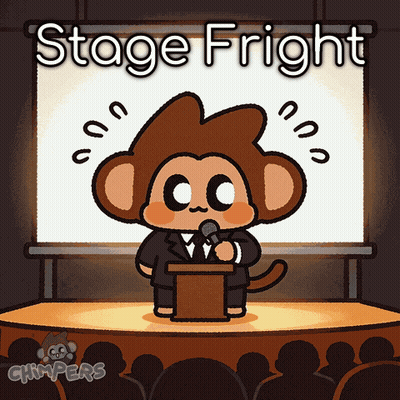 Monkey At Podium With Stage Fright GIF