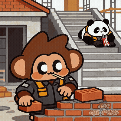 Monkey Building Brick Wall GIF