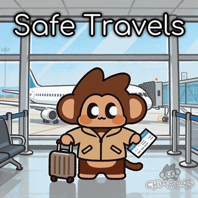 Monkey Carrying Suitcase And Ticket GIF