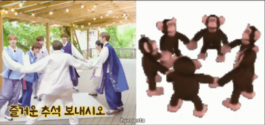 Monkey Circle Guys In Korean Clothes GIF