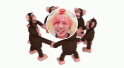 Monkey Circle Pink Haired Asian Guy GIF