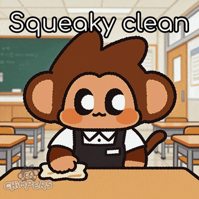 Monkey Cleaning Desk Squeaky Clean GIF