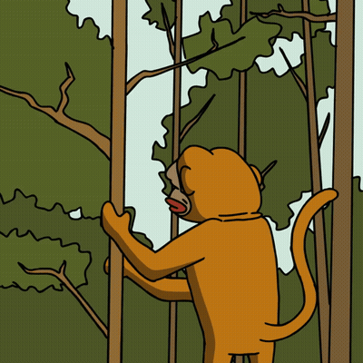 Monkey Climbing Tree With Tongue Out GIF