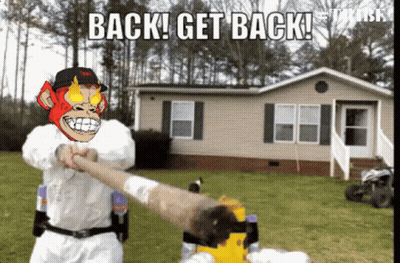 Monkey Costume Man Holding Stick By Mobile Home Back Get Back GIF