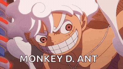 Monkey D. Ant From One Piece Smiling Holding Sword GIF