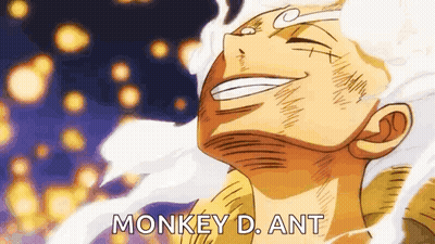 Monkey D. Ant Is A Monkey D. Ant From One Piece And Is Smiling . GIF