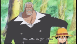 Monkey D. Garp Holding Luffy GIF