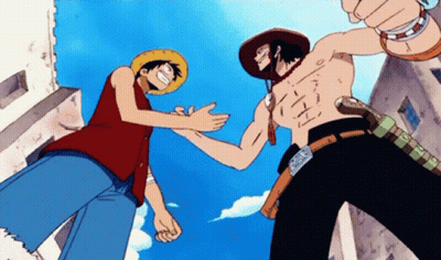 Monkey D Luffy And Ace Shaking Hands One Piece GIF
