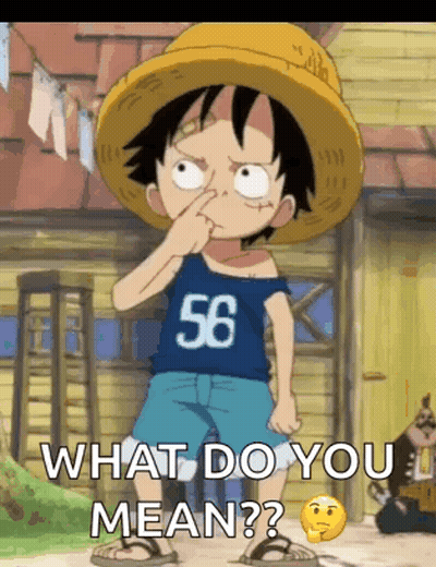 Monkey D Luffy From One Piece Is Holding His Nose While Wearing A Blue Shirt With The Number 56 On It . GIF