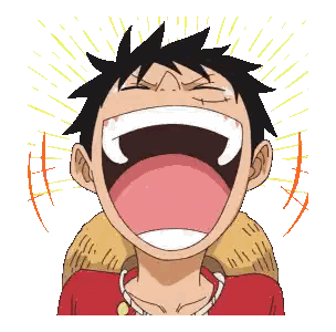 Monkey D Luffy From One Piece Is Laughing With His Mouth Wide Open Sticker