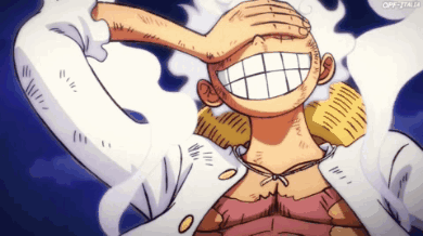 Monkey D Luffy From One Piece Is Smiling And Covering His Eyes GIF