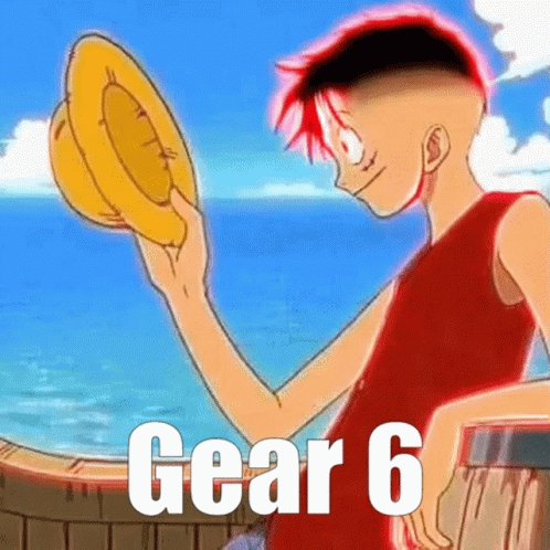 Monkey D Luffy From One Piece Is Wearing A Red Shirt And Holding A Straw Hat . GIF