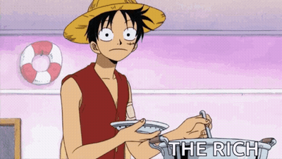 Monkey D Luffy Holding Plate And Pot Saying The Rich GIF
