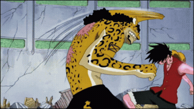 Monkey D Luffy Punched By Leopard GIF