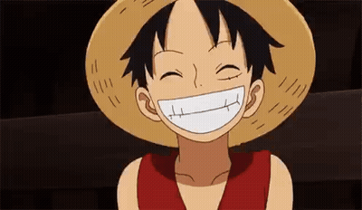 Monkey D Luffy Smiling Eyes Closed Mouth Open GIF