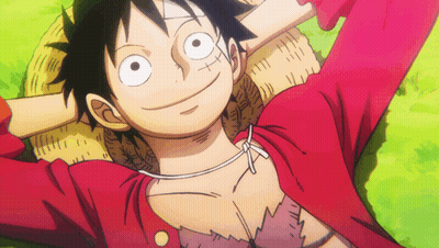Monkey D Luffy Smiling Laying On Grass GIF