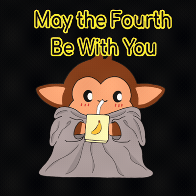 Monkey Drinking Cup May The Fourth Be With You GIF