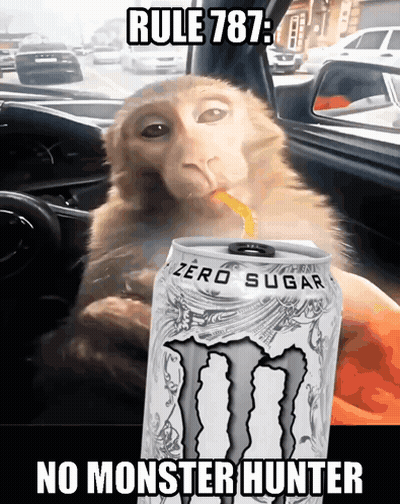 Monkey Drinking Monster Energy Drink GIF
