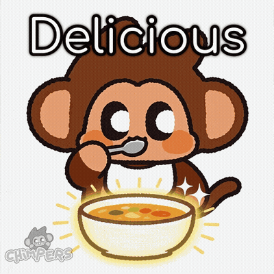 Monkey Eating Soup Saying Delicious GIF