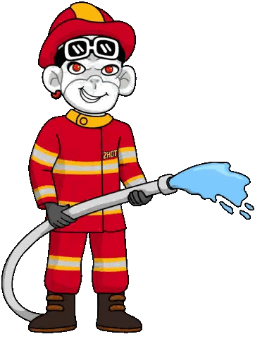 Monkey Firefighter Holding Fire Hose Sticker