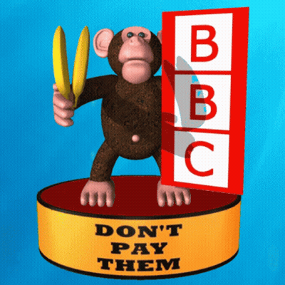 Monkey Holding Banana With Don't Pay Them Sign GIF