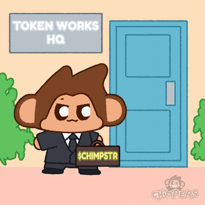 Monkey Holding Briefcase With Sign Saying $ Chimpstr GIF