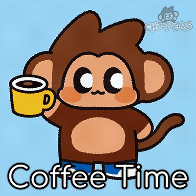 Monkey Holding Coffee Saying Coffee Time GIF
