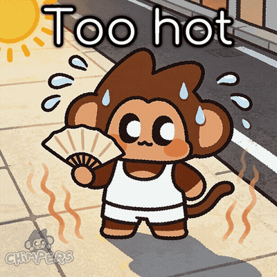 Monkey Holding Fan Saying Too Hot GIF