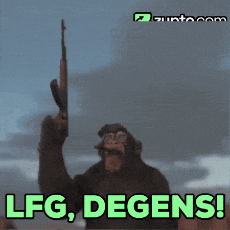 Monkey Holding Gun LFG Degen GIF
