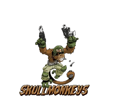 Monkey Holding Gun Skull Monkeys Sticker
