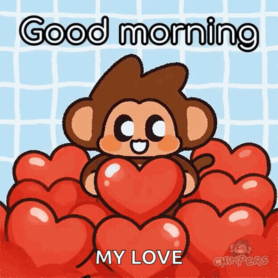 Monkey Holding Heart Saying Good Morning My Love GIF