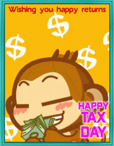 Monkey Holding Money Wishing Happy Tax Day GIF