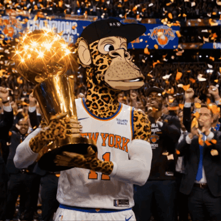 Monkey Holding Trophy Saying New York GIF