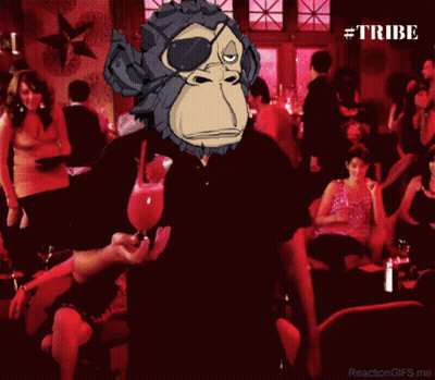 Monkey Holding Wine In Crowded Room GIF