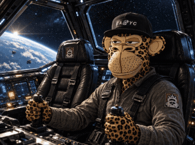 Monkey In Bayc Hat Sitting In Plane Cockpit GIF