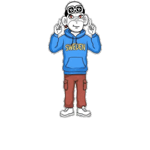 Monkey In Blue Hoodie Saying Sweden Sticker